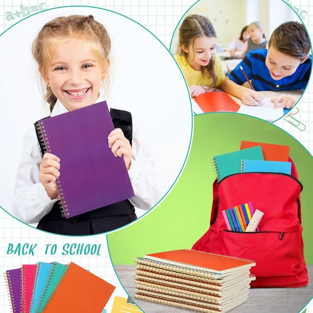 Bulk 100-Count A5 Spiral Notebooks, 8.3x5.5 Inches, College Ruled, 50-Sheet, Wide Ruled Journals, Ideal for School, Office, and