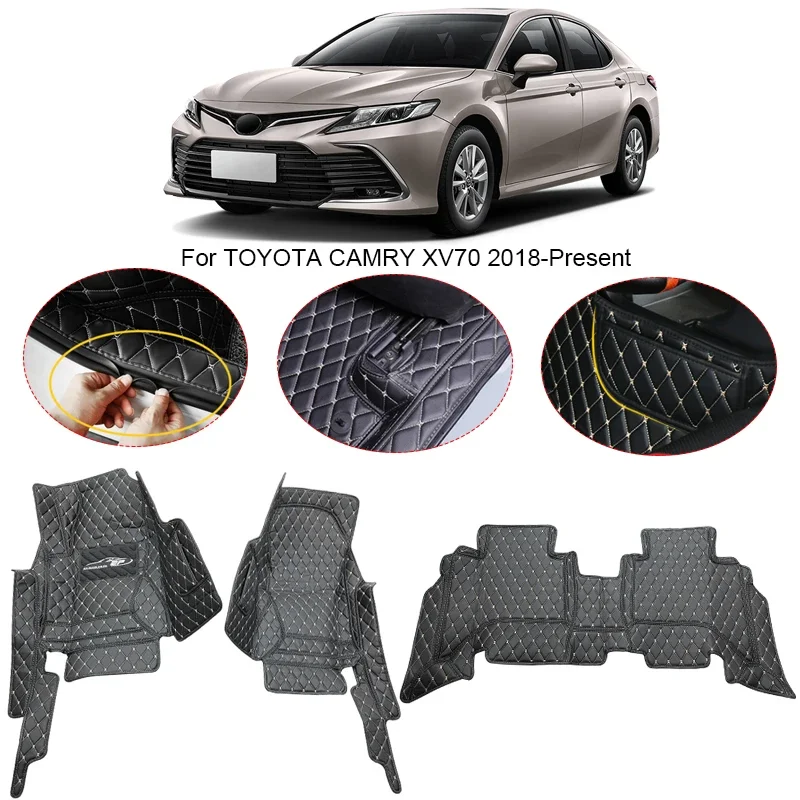 

3D Full Surround для Toyota Camry XV70 2018-2025 Автомобильный напольный коврик, подкладка для ног, ковер из искусственной кожи, водонепроницаемый чехол, автоаксессуар