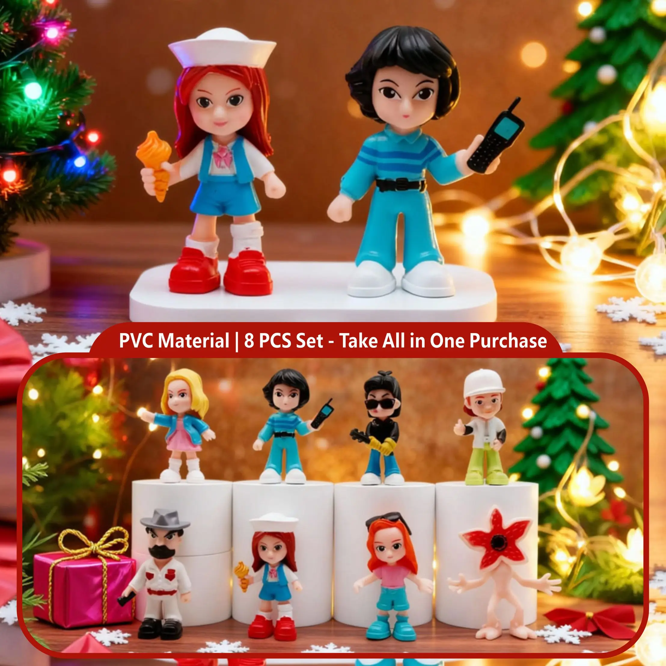 8 SZT |    Figurki postaci z anime z materiału PVC - 5 uroczych figurek - Dekoracja na biurko, kolekcja dla fanów i prezent świąteczny na Boże Narodzenie