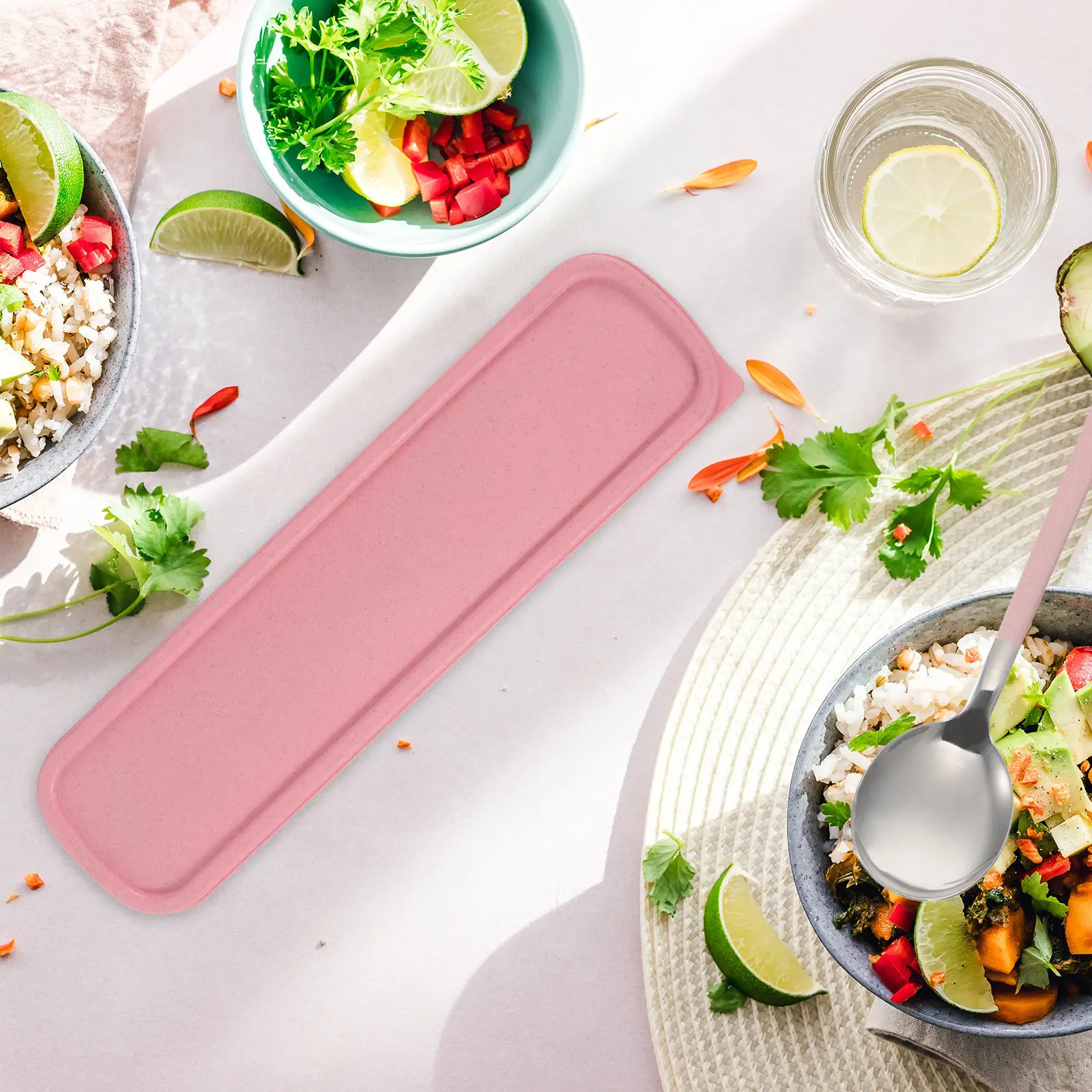 1Set Cutlery Set Portable Stainless Steel Tableware Set Comfortable Heat-Insulating Handles Camping Travel Picnic Fork Spoon