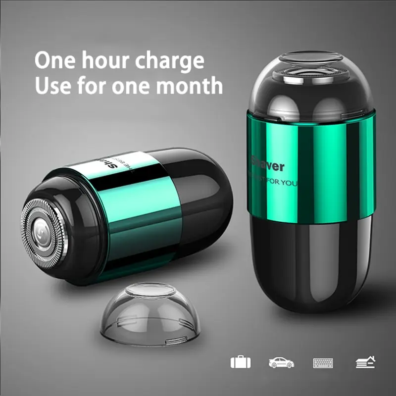 ماكينة حلاقة كهربائية صغيرة للرجال رطبة وجافة قابلة لإعادة الشحن للرجال، مقاومة للماء، مغناطيسية محمولة لحلاقة اللحية أثناء السفر