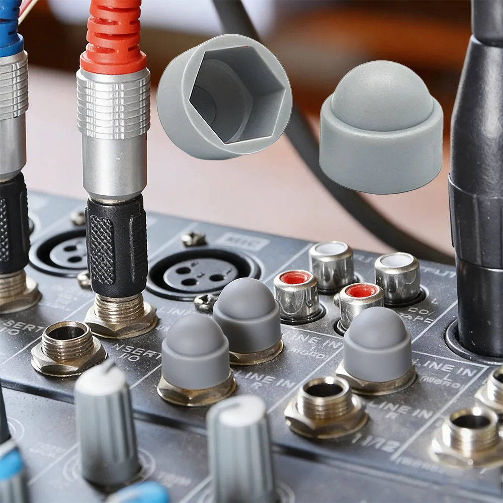 Grey PE Protection Nut Socket Hex Caps Nuts Cover Plastic Dome Hexagon Screws  M4 M6 M8 M10 M12 M16 M18 Acorn Nut Protector Bolt