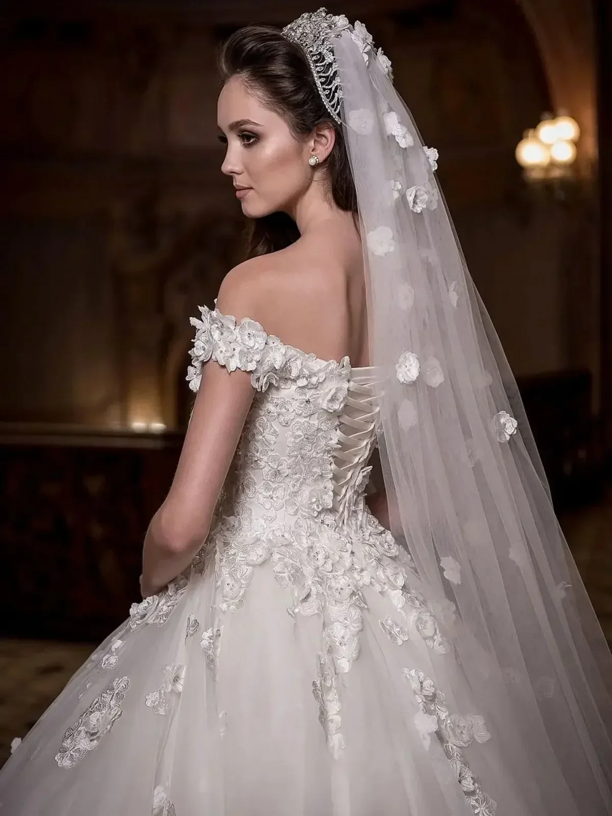 Robes De mariée élégantes robes De bal à fleurs 3D hors De l'épaule perles robes De Novia personnalisé grande taille robe De mariée