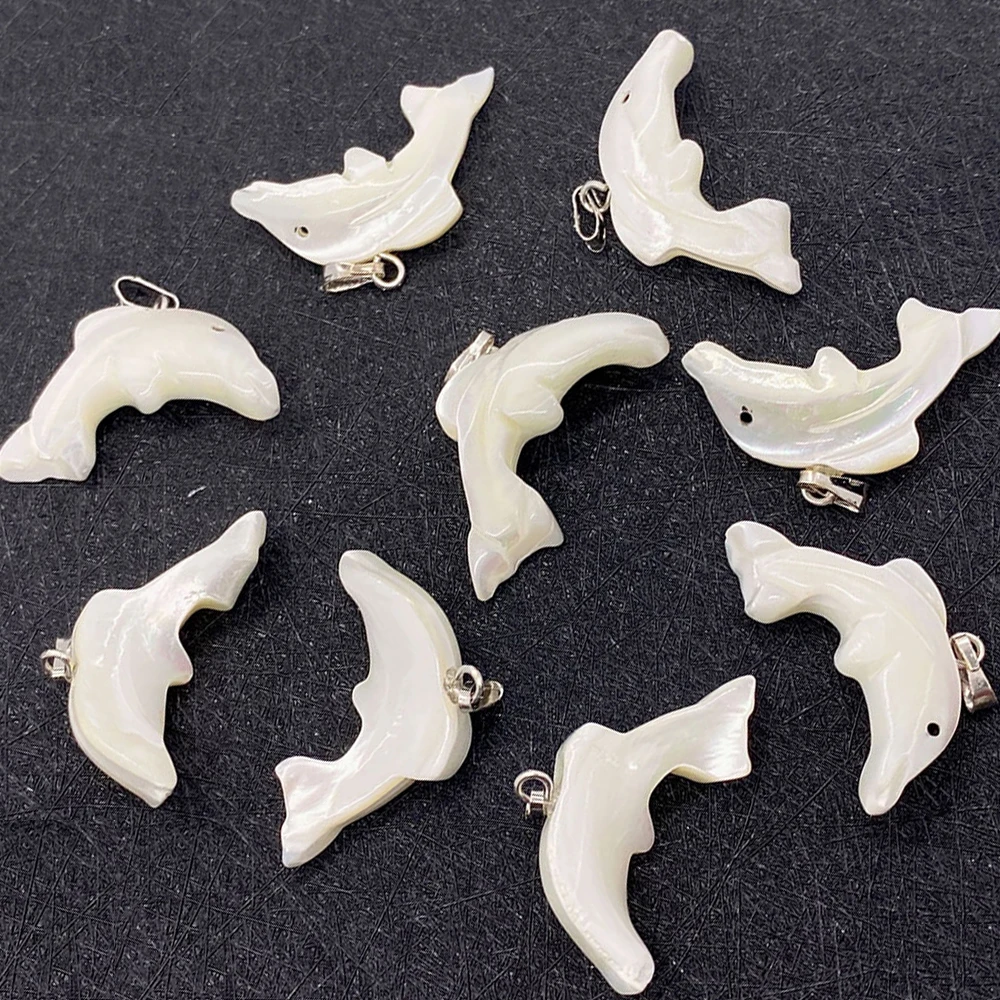 1 natural white butterfly mother of pearl pendant Dolphin     12X27mm jewellery making DIY necklace earrings