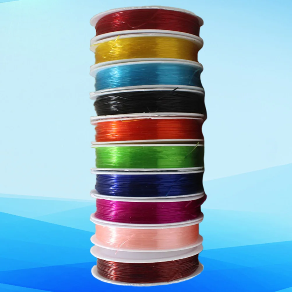 

6m Elastic Beads Cord Transparent Round Line for DIY Making Necklaces Earrings Hair Ornaments Craft Projects 0.8mm Assorted