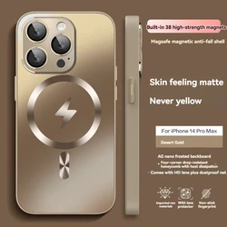 New Desert Gold Magsafe Magnetic Wireless Charge phone case for iphone 16 15 14 13 12 pro max plus Camera Lens Protection cover