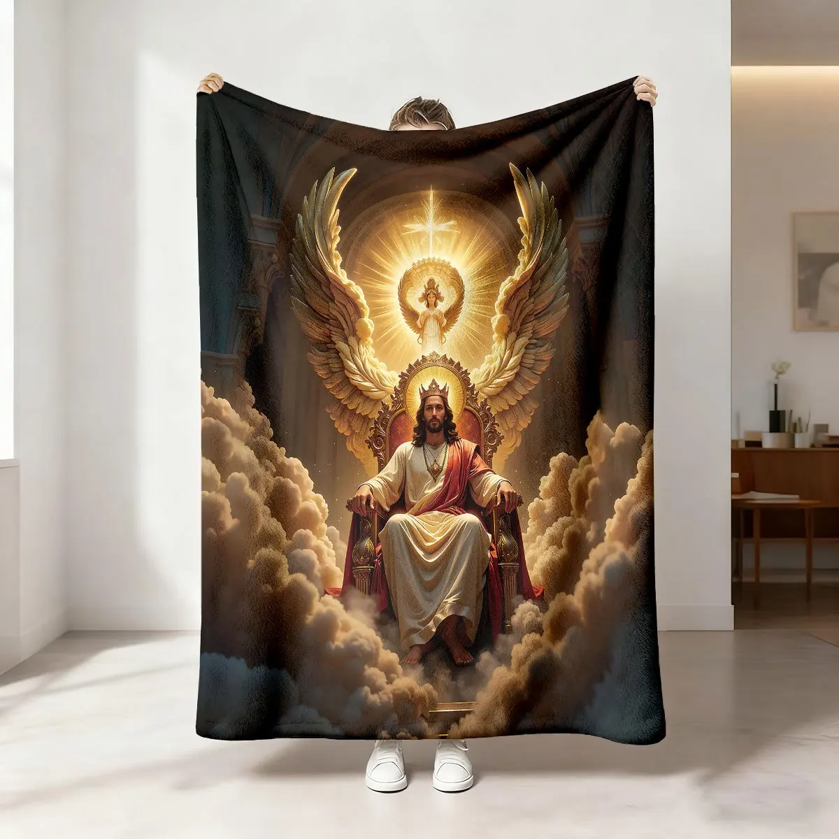 Inspirational Jesus Christ Divine Glory Religious Spiritual Wall Tapestry Blanket for Home Decor Gift
