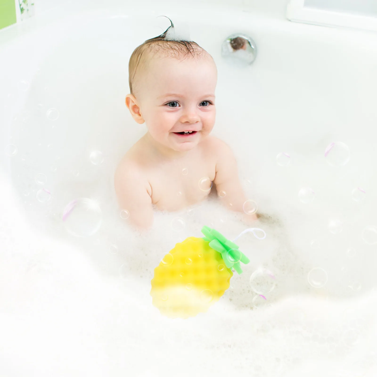 1Pcs Pineapple Sponge Baby Bath Brush Soft Gentle Exfoliating Scrubber for Infant Toddler Daily Shower Bathing Travel Use