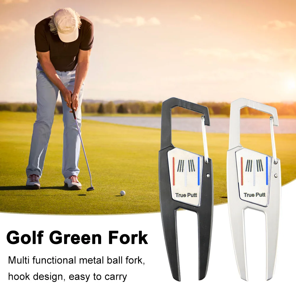 Portable Golf Divot Repair Tool Zinc Alloy Outdoor Golf Green Fork Multifunctional Green Fork Ball Tools Golf Sports Accessories