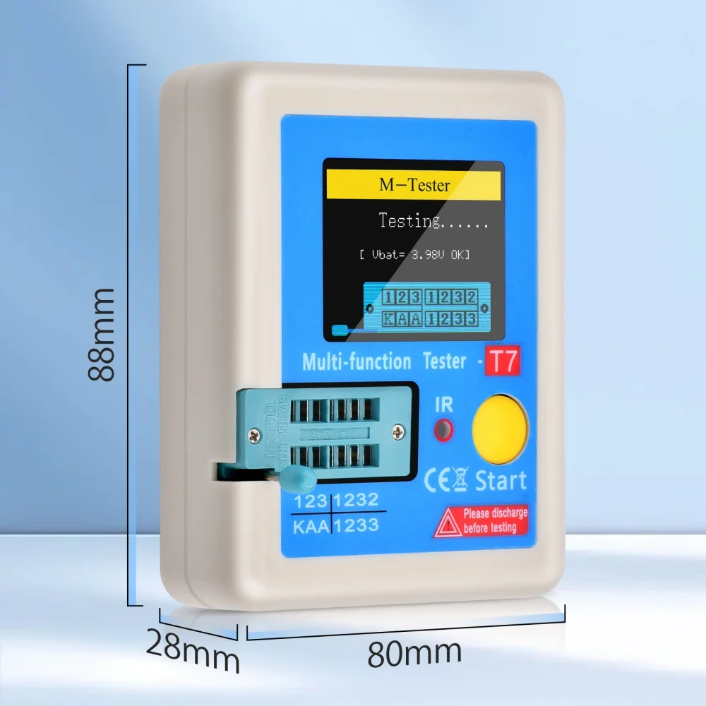 LCR-T7 1.8-inch Transistor Tester Multimeter Colorful Display TFT For Diode Triode MOS/NPN/PNP Capacitor Resistor Transistor