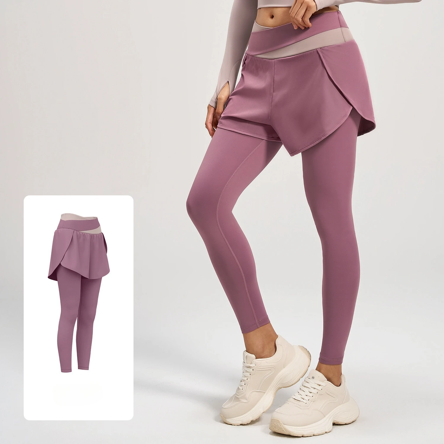

Fake Two-pieces Pocket Yoga Pants for Women High Waisted Hip-lifting Leggings Quick-drying Sports Gym Yoga Wear Training Tights