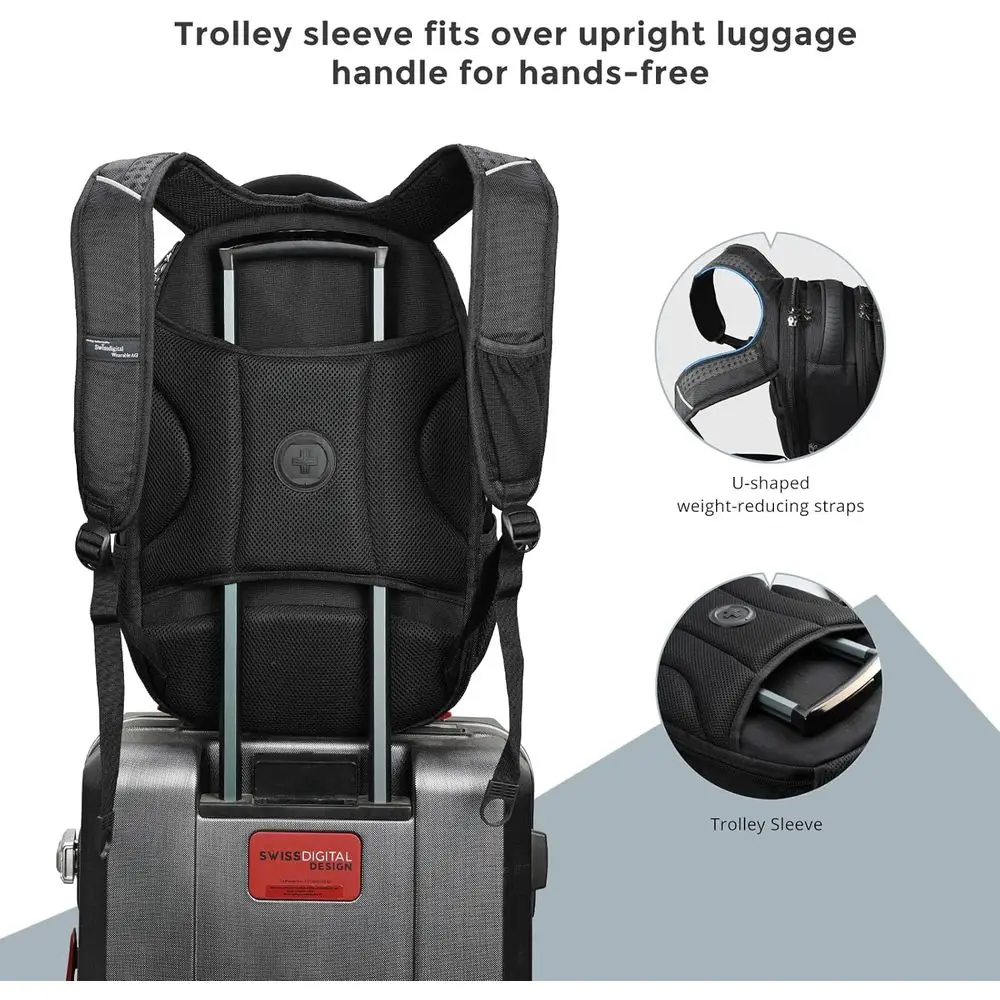 Travel Backpack or Men, BusinLaptop Backpack With USB Charging Port, its 15.6" Computer, Black