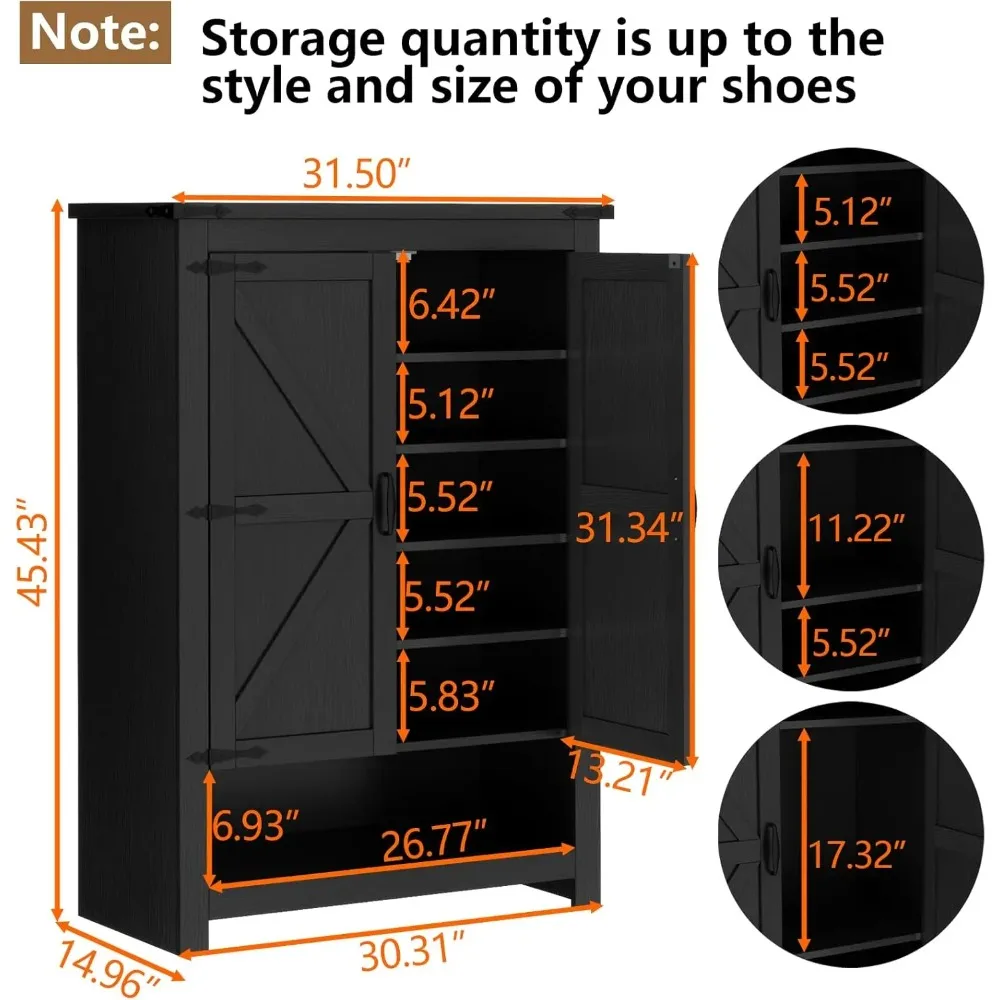 7-Tier 28 Pair Shoe Cabinet Storage, Hidden Narrow Shoe Cabinets with Adjustable Shelves, Slim Thin Shoe Rack Organizer