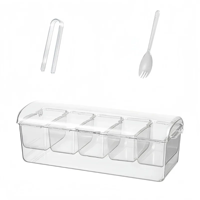 Ice Chilled Fruit Containers 5 Individual Storage Boxes Keep Fresh Serving Platter for Fruit, Salad, Food, Outdoor, Picnics