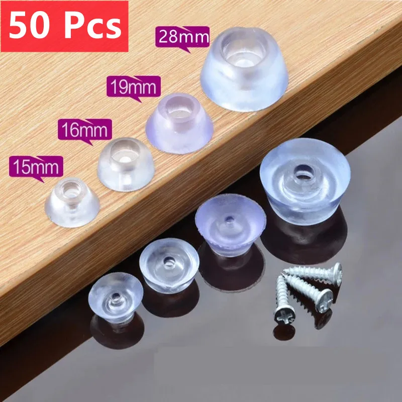 25/50Pcs Silicone Transparent Chair Leg Mat Non-slip Feet Pads Sofa Foot Covers Floor Furniture Cap Wear-resistant Protector Pad