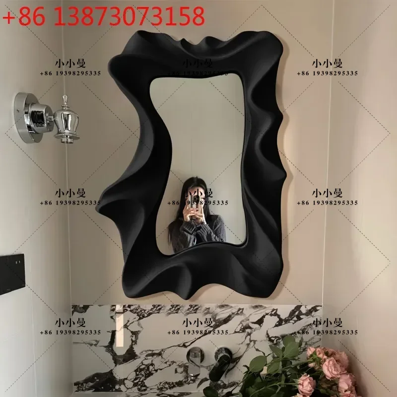 French special-shaped bathroom mirror Nordic washstand wall-mounted mirror Smart bathroom mirror with lamp