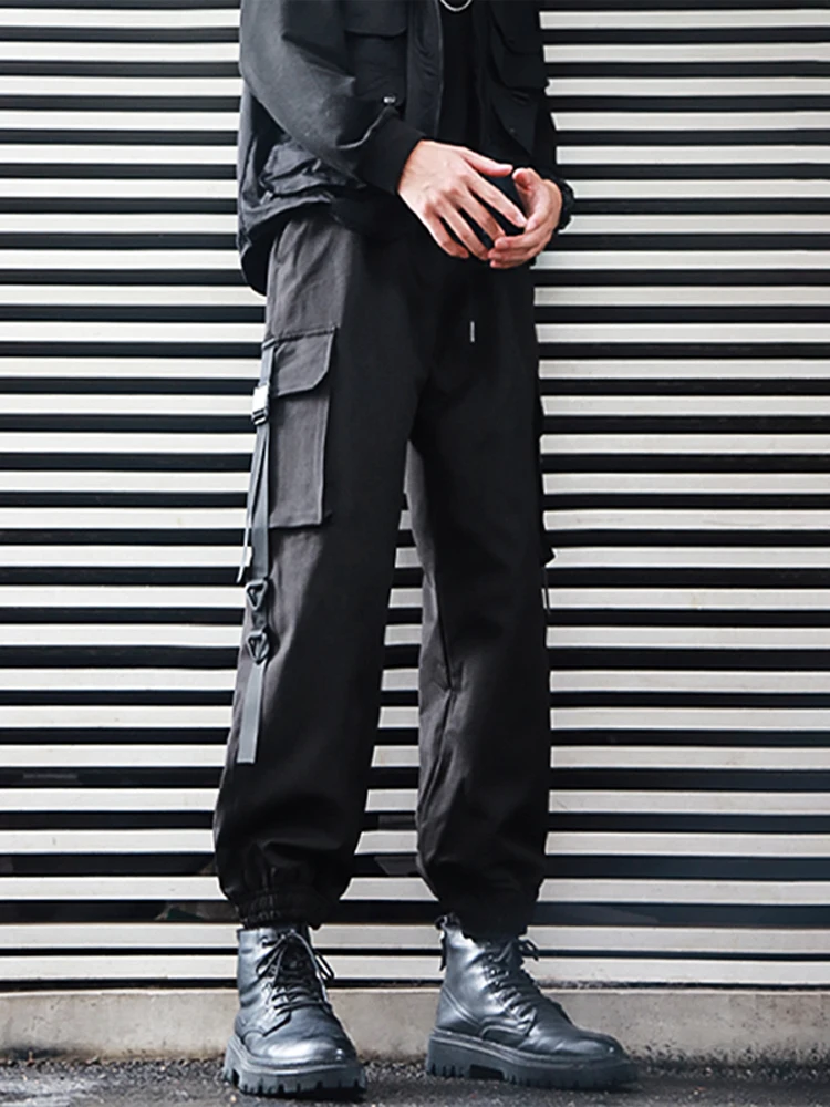 

Bla Fce Lined Loose Men's Work Trousers Autumn Winter Casual Long Pants Youth Faion Brand Elastic Waist Cargo Pants