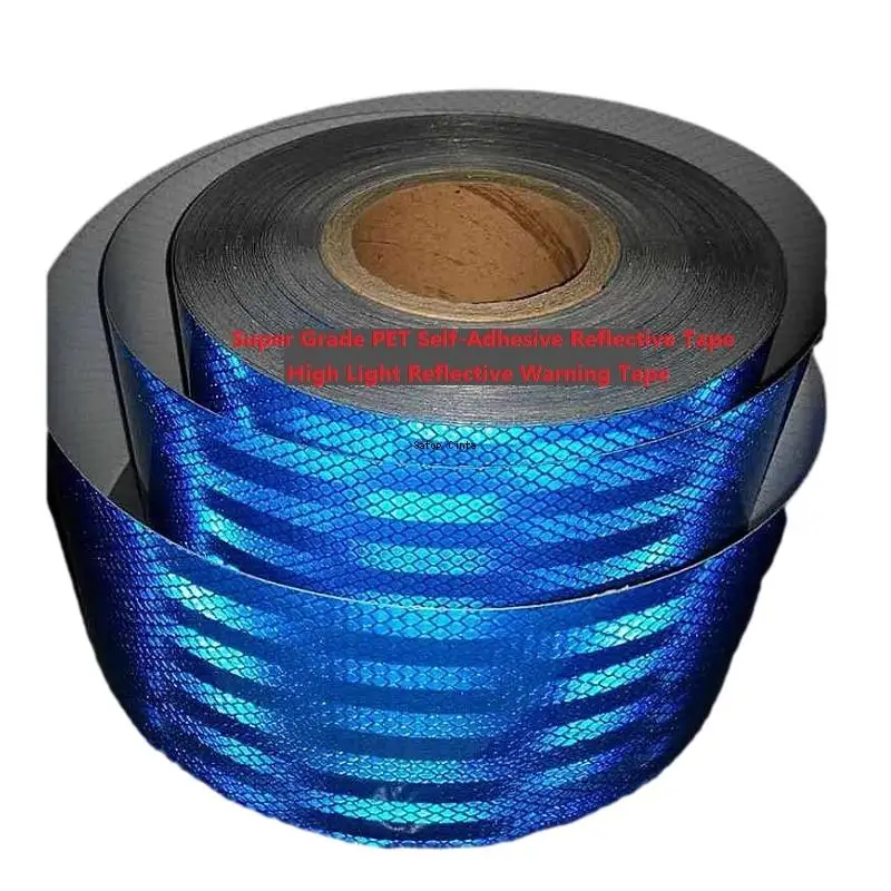 Diamond Grade PET Reflective Tape 10CM*5M Red White Fluorescent Yellow Blue Self Adhesive Reflectors Tape  Prismatic For Vehicle