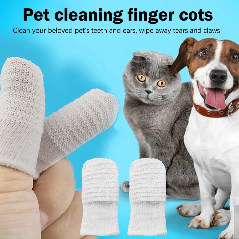 6/12Pcs Pet Two-Finger Brushing Finger Cots Pet Oral Care Finger Cover Cat Dog Toothbrush Remove Tartar Cochlear Clean Supplies