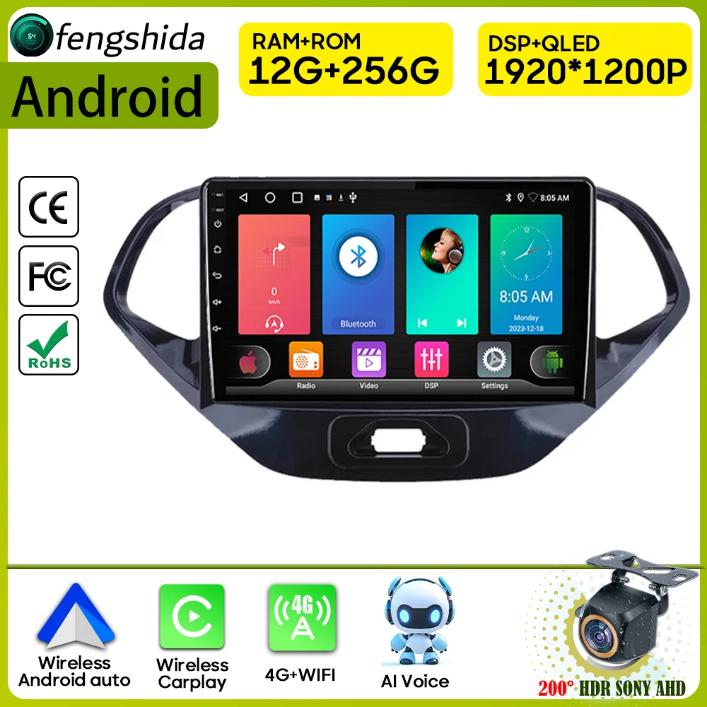 

Car Radio Carplay For Ford Figo 2015-2018 Navigation GPS Android Auto Stereo Multimedia Player 5G Wifi No 2din BT Head Unit DVD