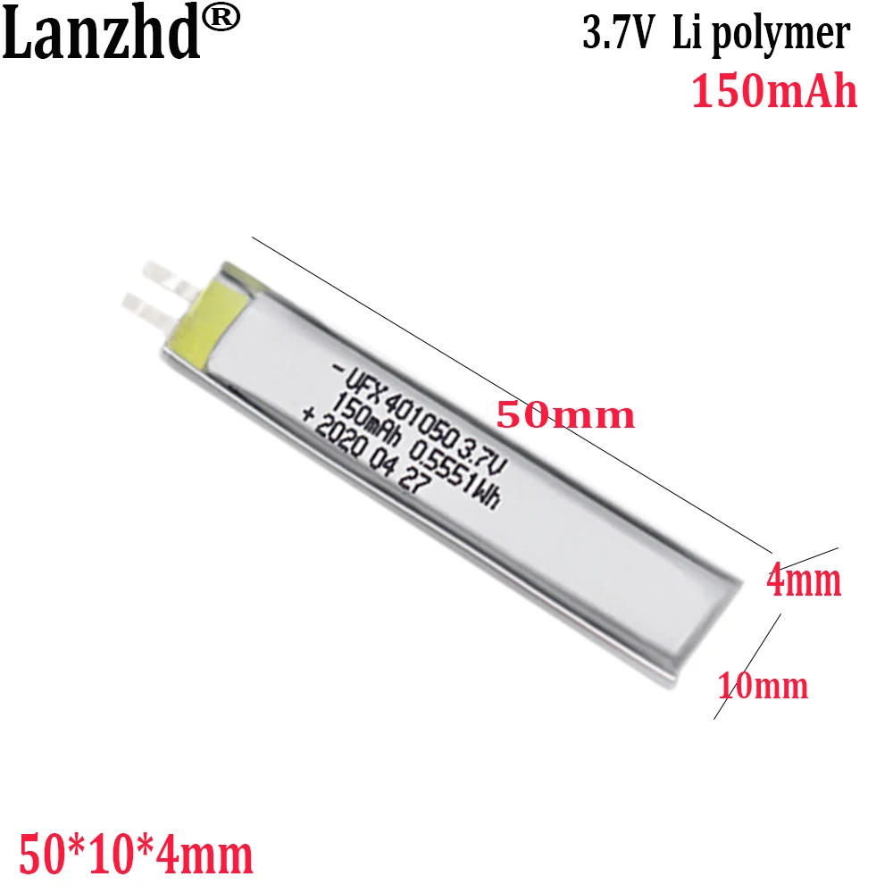 401050 3.7v 150mAh polymer lithium battery For Bluetooth headset e-greeting card battery