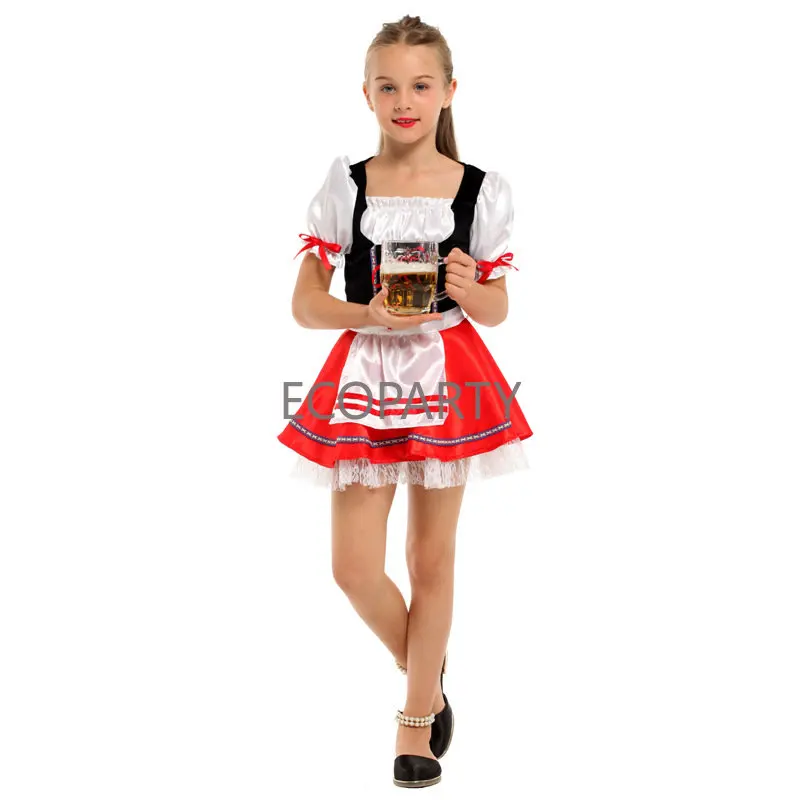 Disfraz de Carnaval Oktoberfest para niños, traje de camarera de cerveza de Alemania, traje de Cosplay de Halloween, vestido de fiesta de lujo