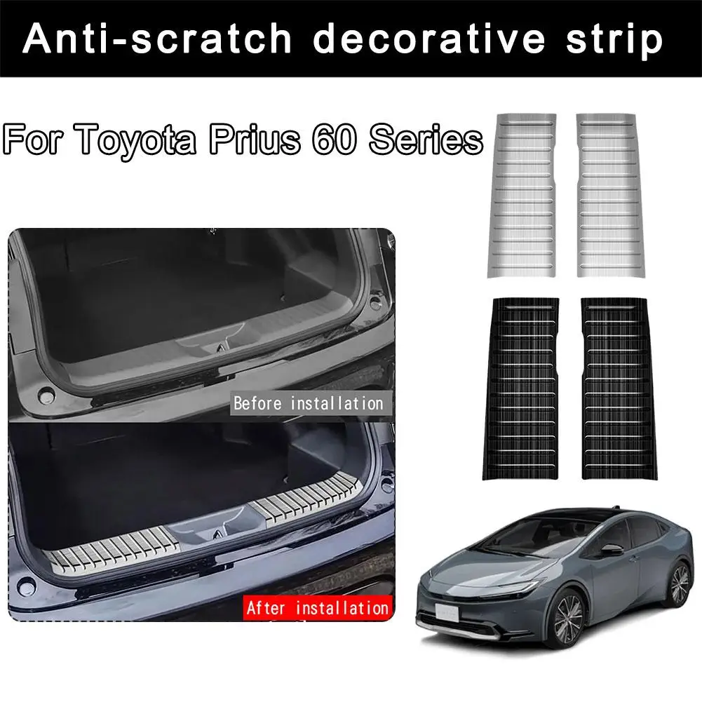 Rear Door Sill Strip/Rear Trunk Plate Guard Foot Pedal Protector For Toyota Prius 60 Series 2023 2024 Black Silver Car Acce P4X0