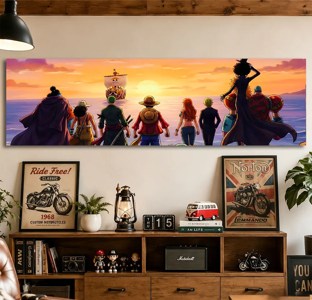 One Piece Straw Hat Crew Q  Tapestry, Luffy Zoro Sanji Anime Wall Hanging