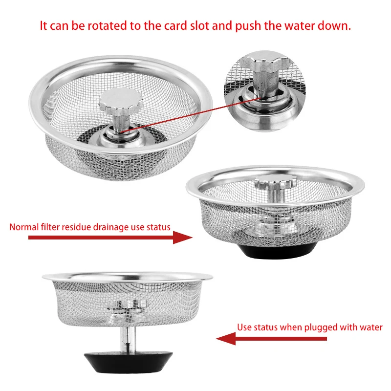 1PCS Household Stainless Steel Sink Filter Pool Bathtub Bathroom Sewer Floor Drain Kitchen Anti-clog Slag Strainer Accessories