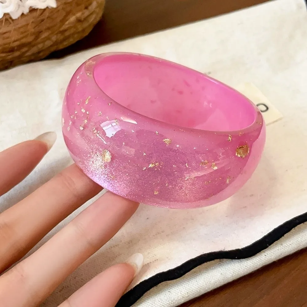 Resin Aurora Dopamine Bangle Smudging Circle Geometric Women Wide Bracelet Jewelry Accessories Europe American Style