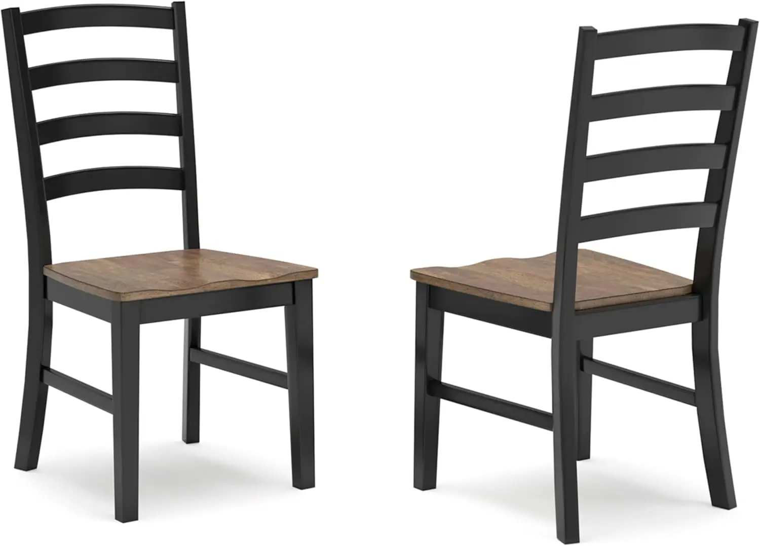 Wildenauer-Silla de comedor rústica sin brazos, Juego de 2, color negro y marrón claro