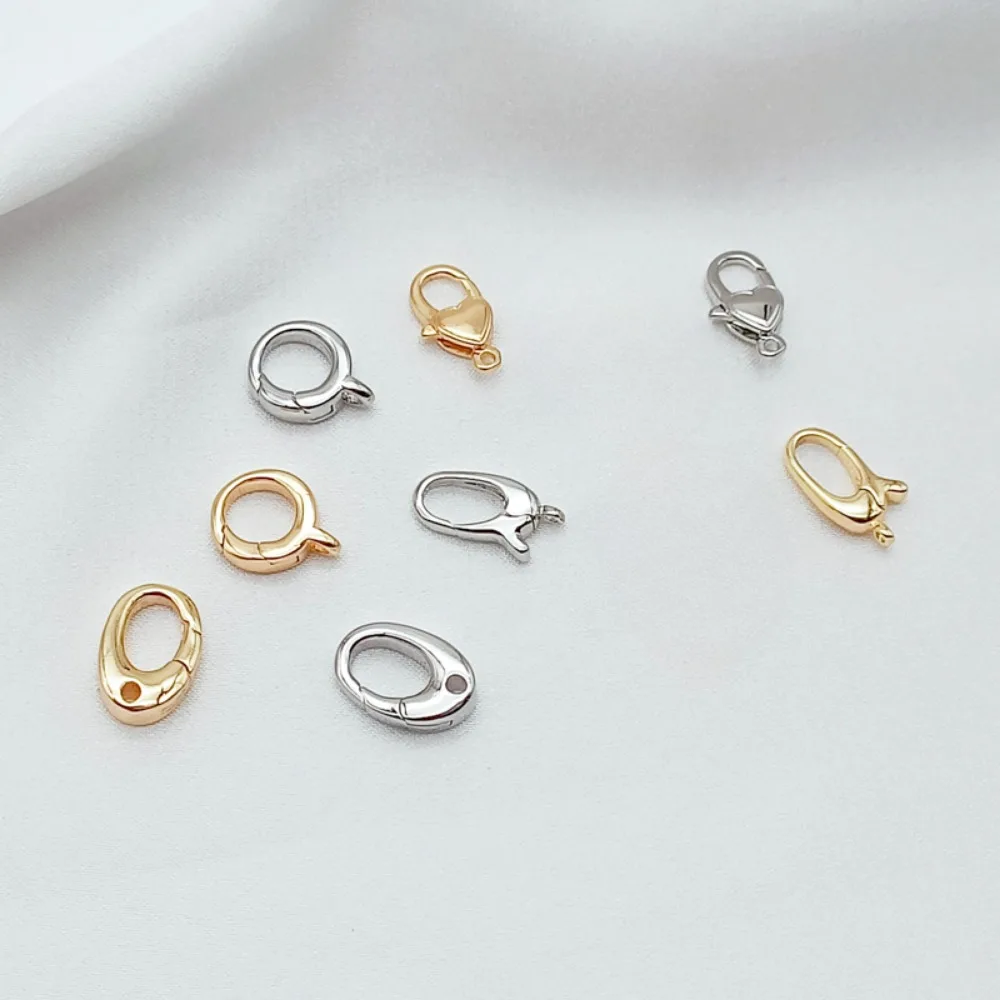 14K Gold-plated Lobster Clasp, Heart-shaped Round Spring Clasp, U-shaped Clasp, DIY Handmade Bracelet, Necklace Ending Clasp