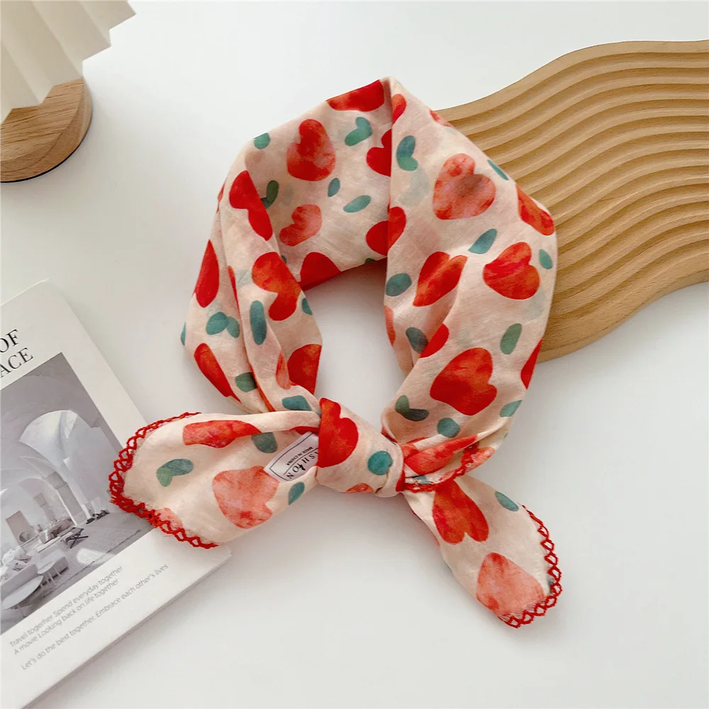 70cm Handkerchief Cotton Neck Scarves For Women Small Neckerchief Bag Scarfs Square Headband Cute Bandana Head Hair Scarf Female