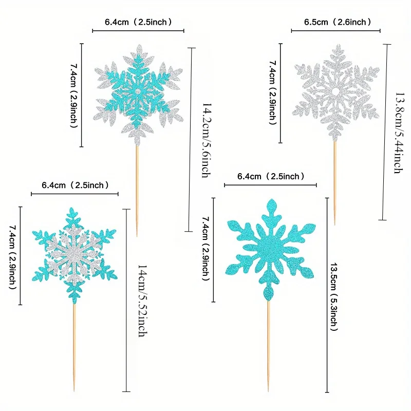 1set/12pcs Creative Snowflake Winter Theme Christmas Cake Plaque Birthday Party Paper Cup Cake Decoration Arrangement