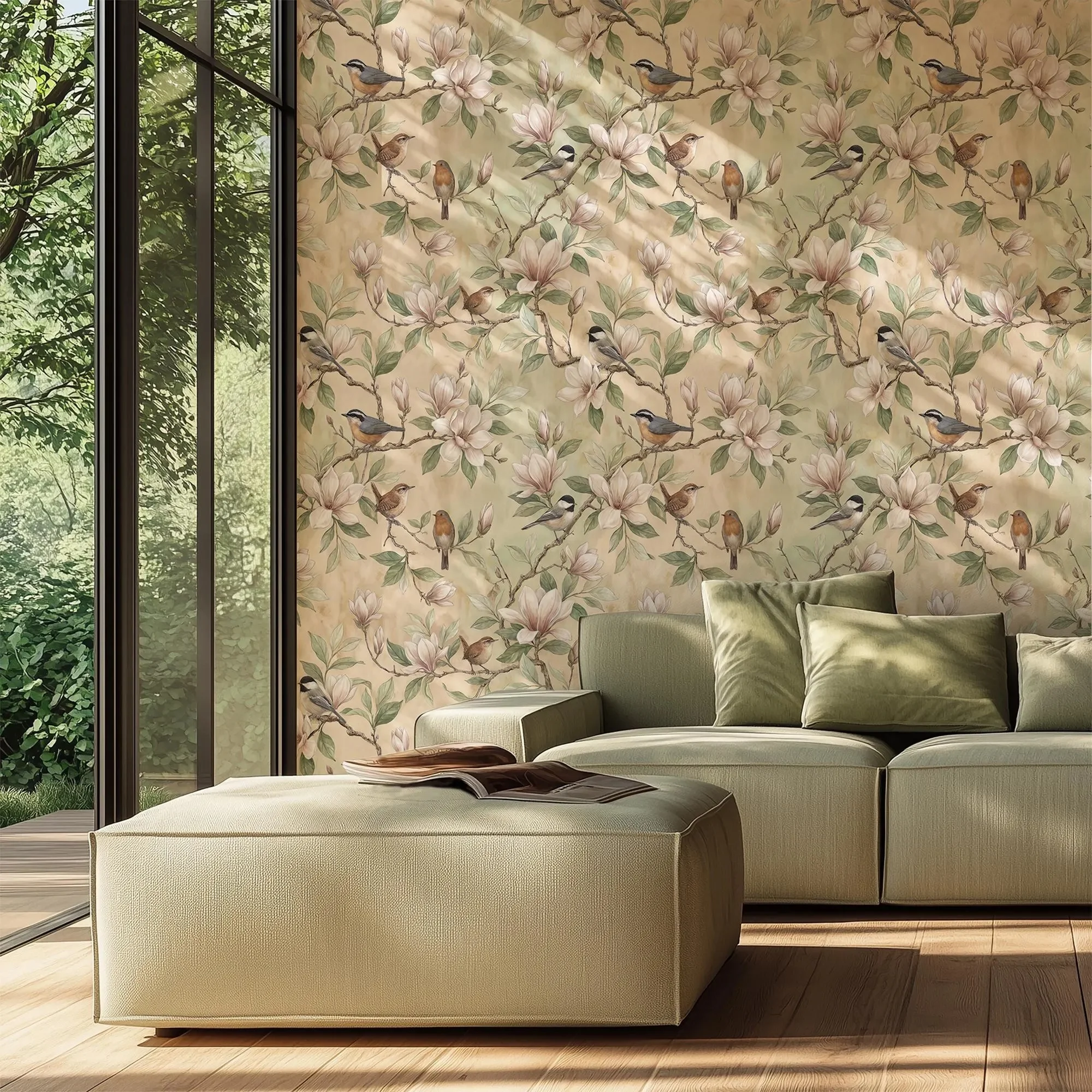 Customized Size Mural European Jungle Tree Wallpaper Home Decoration Living Room Bedroom Flower and Bird Decoration Painting
