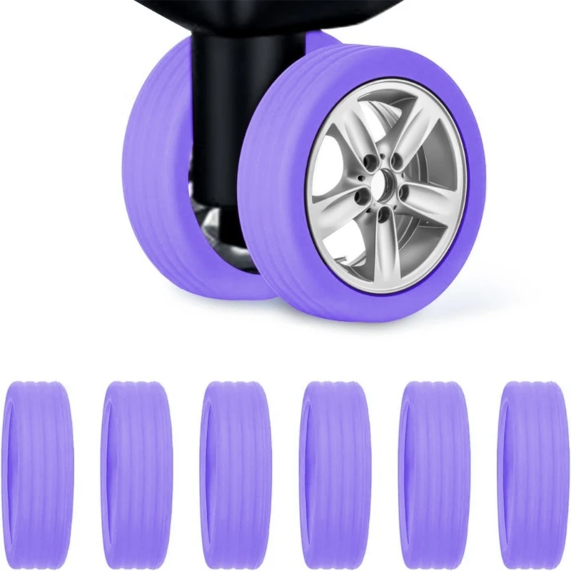 6 pçs rodas bagagem silicone cobre rodas carrinho caixa rodízios capa 449b