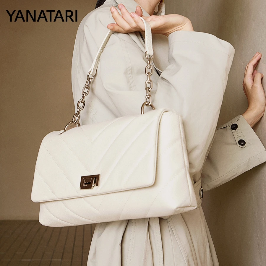 YANATARI женская сумка из натуральной кожи, сумка на плечо, роскошные сумки в стиле минимализм, женская высококачественная женская сумка через плечо, сумка на цепочке