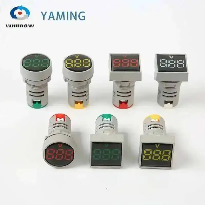 

10pcs 22mm 60-500V AC Digital Voltmeter Volt Meter Red Green Yellow Blue White Mini LED Indicator Panel Light AD101-22VM