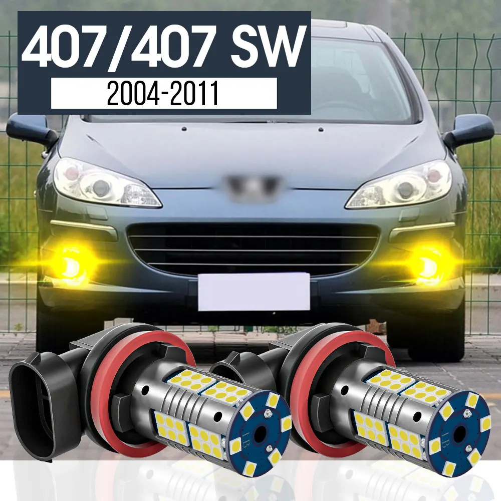 

2pcs LED Fog Light Lamp Blub Canbus Accessories For Peugeot 407 SW 2004-2011 2005 2006 2007 2008 2009 2010