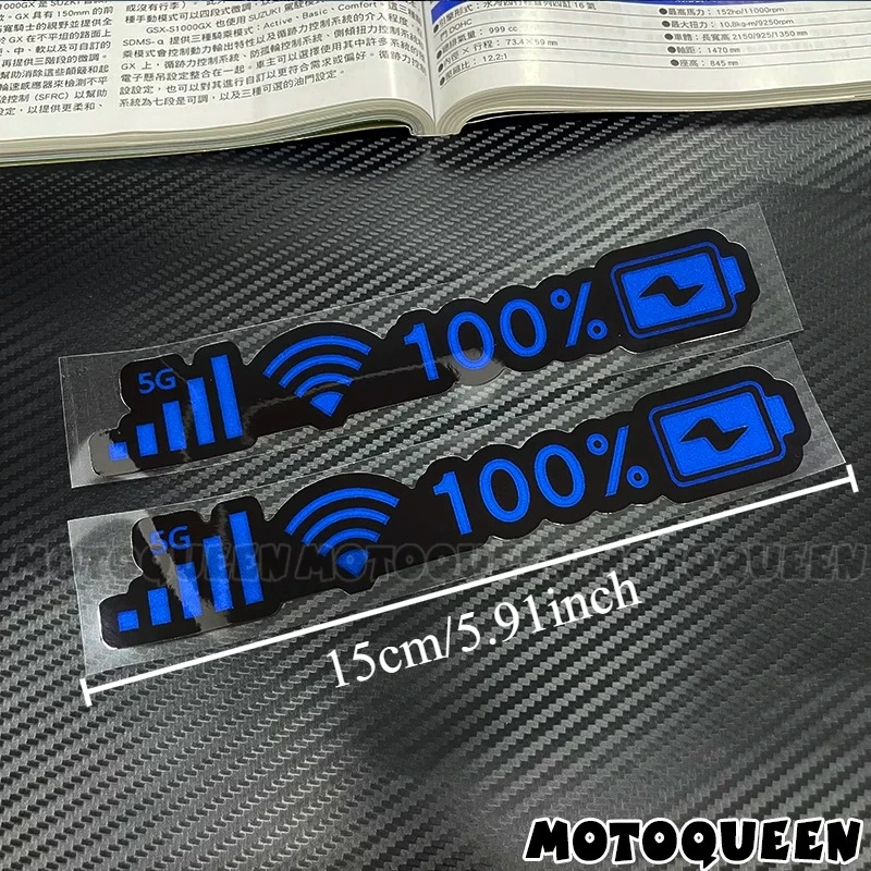 2PCS 5G WiFi Battery Level Sticker JDM Style Vinyl Decal Waterproof Car Motorcycle Helmet Funny Decoration