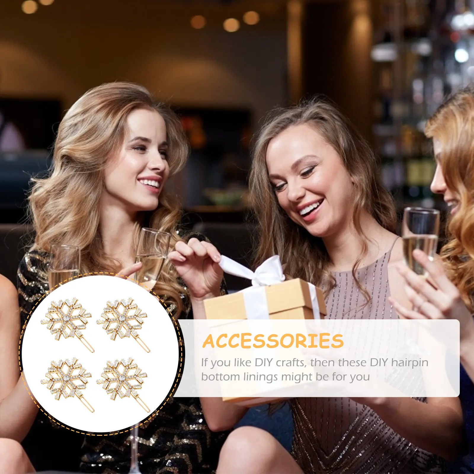 

4Pcs Snowflake Hair Clips Alloy Christmas Hair Barrettes Lightweight Comfortable Daily Wear Party Birthday New Year Xmas Hairpin