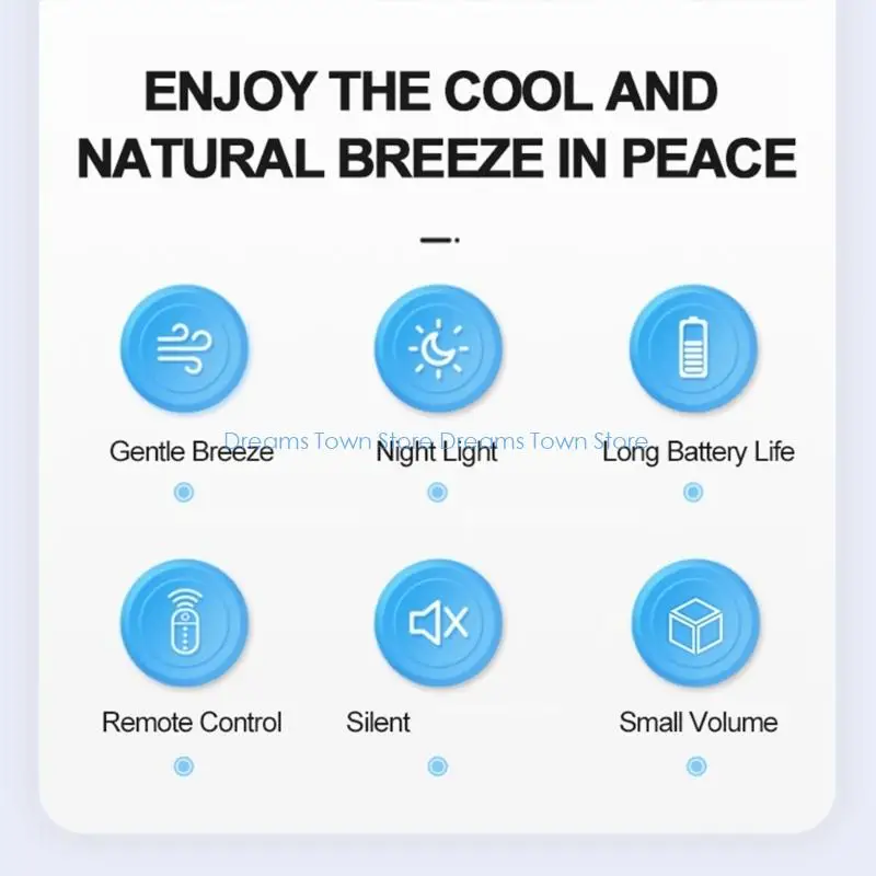  11.4Inch USB Power Hanging Fan With LED Light And Remote 3 Adjustable Speeds For Camping Travel