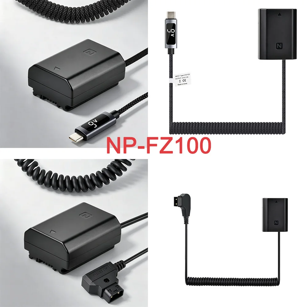 PD Type‑C 9V/D‑Tap NP-FZ100 Dummy Battery AC‑PW23 DC Coupler for Sony FX3 FX30 ZV-E1 A1 A6600 A6700 A7III A7IV A7C A7CII A7CR
