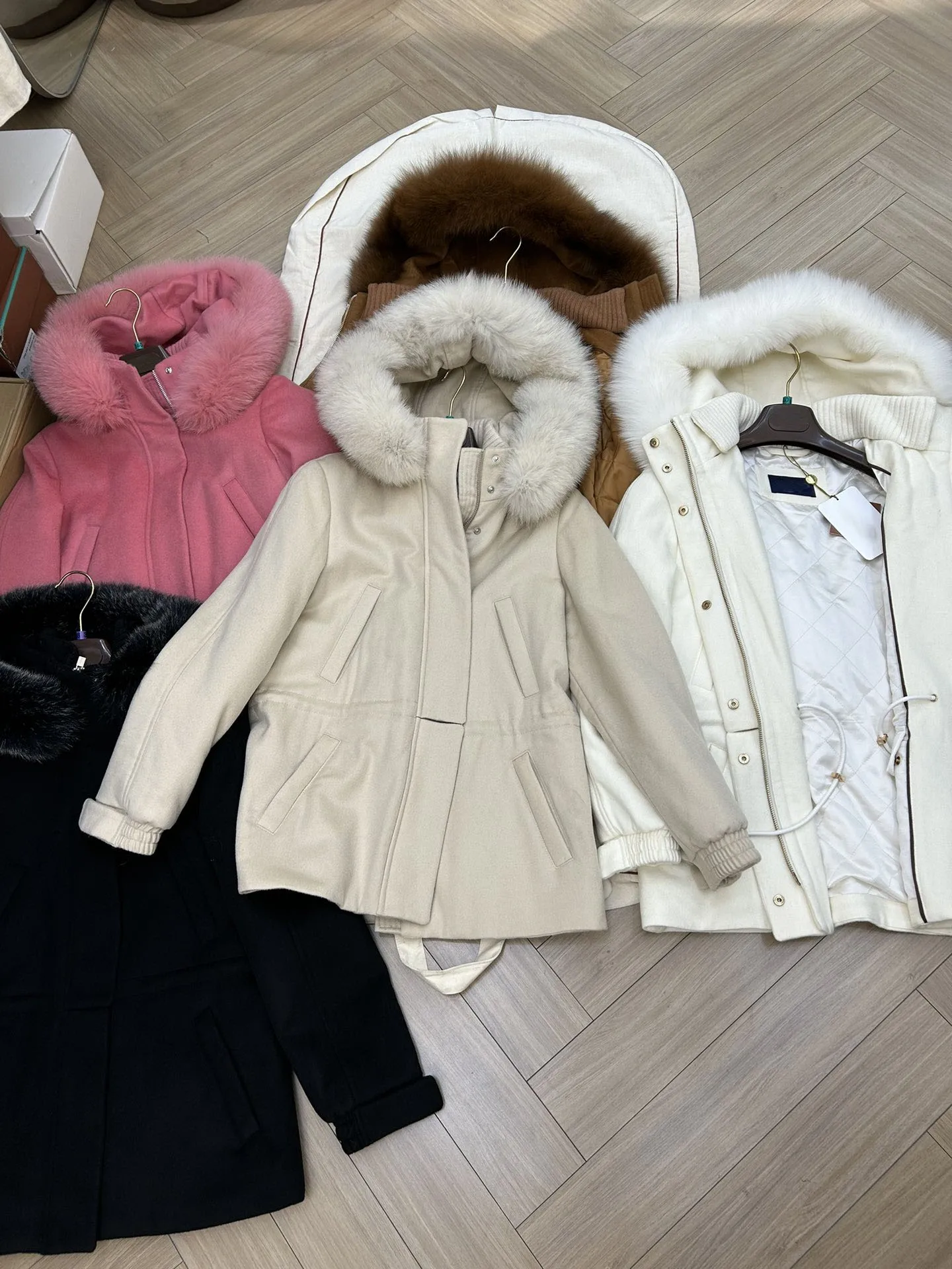 Winter Ski Suit Fox Fur Collar Quilted Jacket With Detachable Hat Simple And Elegant Fashion All-Match Women