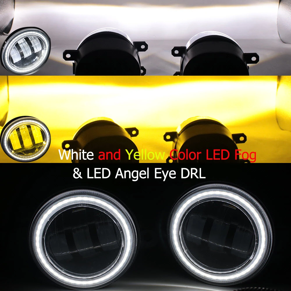 LED Fog Light Assembly High Performance Replaement for Toyota Coaster 2007-2016 Front Bumper Angel Eye DRL Ring Car Lamp Led PTF