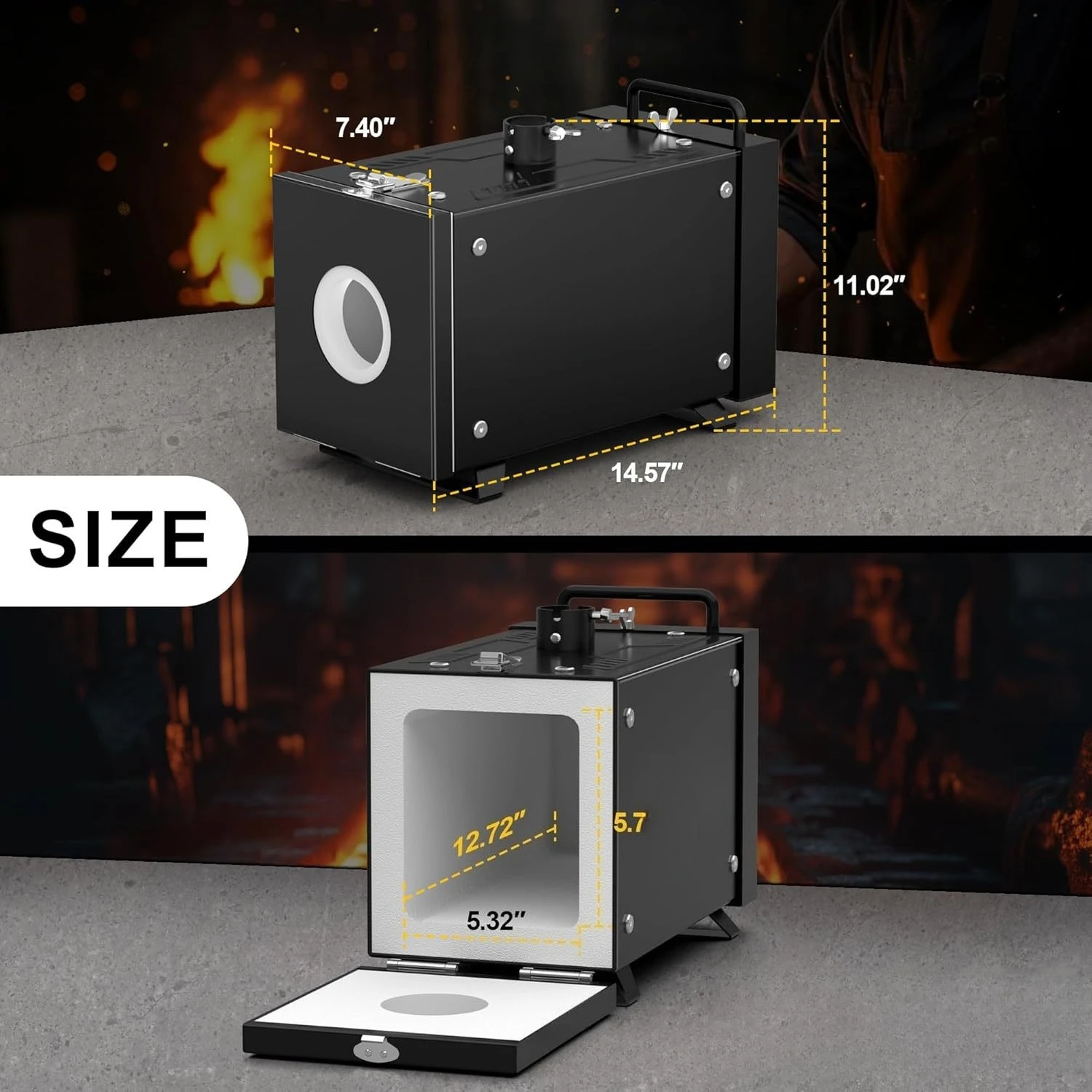 Stainless Steel Propane Forge Furnace Quenching Tempering Annealing for Horseshoe Farrier Blacksmith