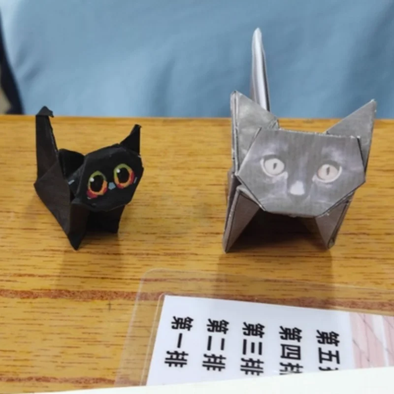 Creativo DIY semiacabado geométrico Origami gato y perro niños hecho a mano plegable Animal Origami 50 hojas