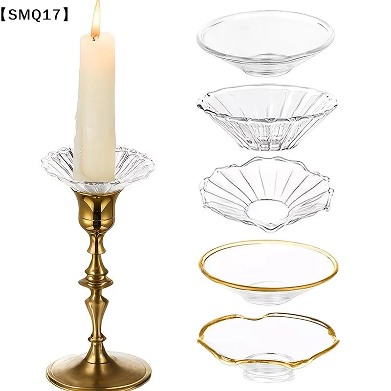 3 Pack Glass Candle Holders Set With Wax Catcher, Drip Guards& Anti-Tip Base- For Table Centerpieces, Weddings, Home Decor【SMQ】