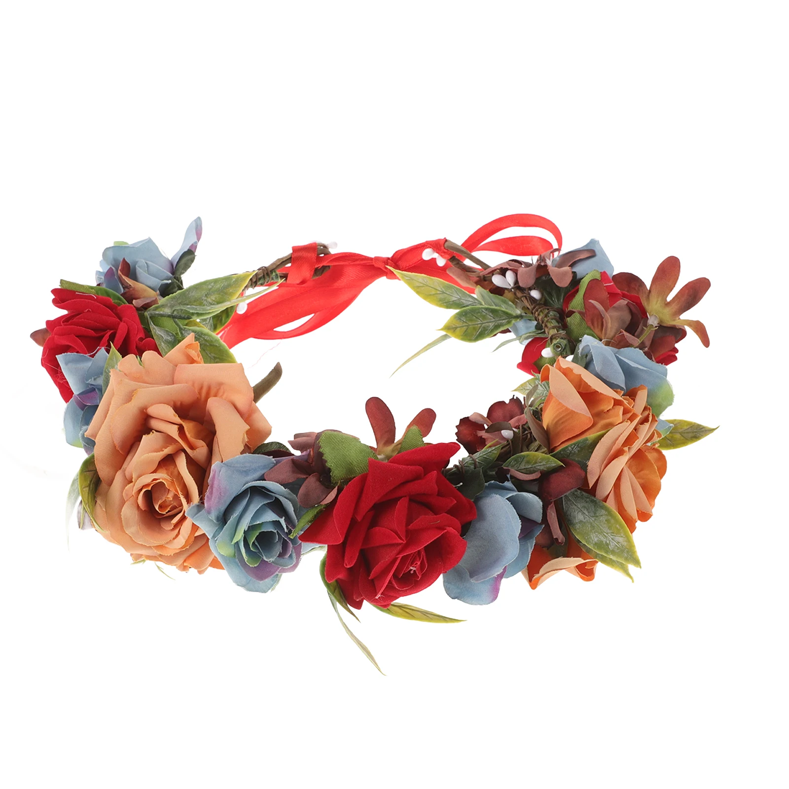 

Floral Crown Headband Wedding Flower Hair Accessory Vintage Bridal Tiara Garland Hairpiece For Women Party Decoration