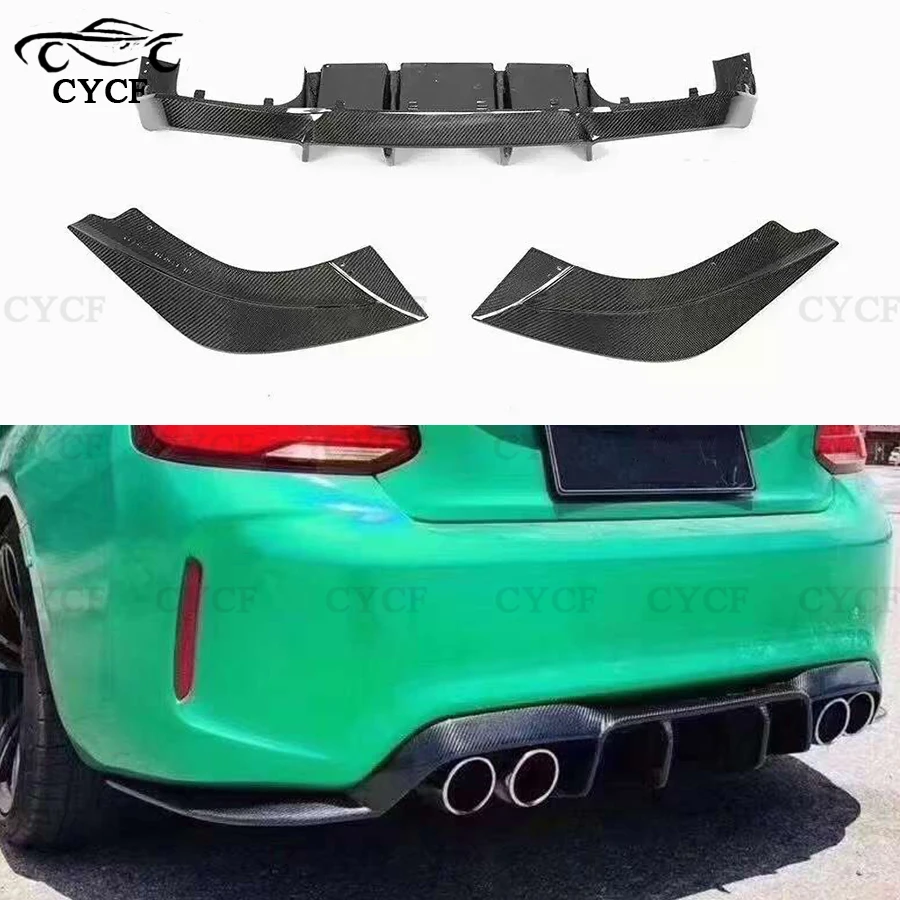 Carbon Fiber Rear Lip Diffuser For BMW M2 F87 M2C 2014-2021 V Style Competitive Back Bumper Hugger Spoiler